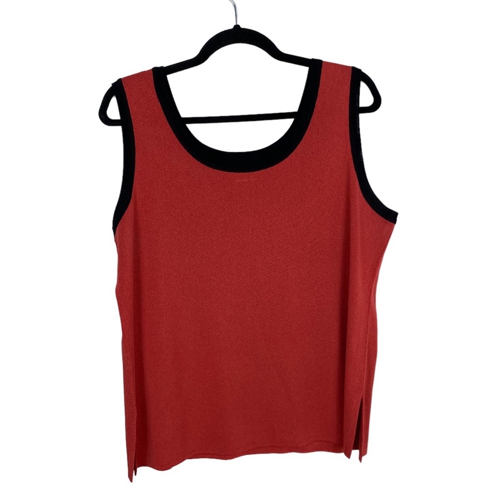 Misook Red Tank Top with Black Trim
